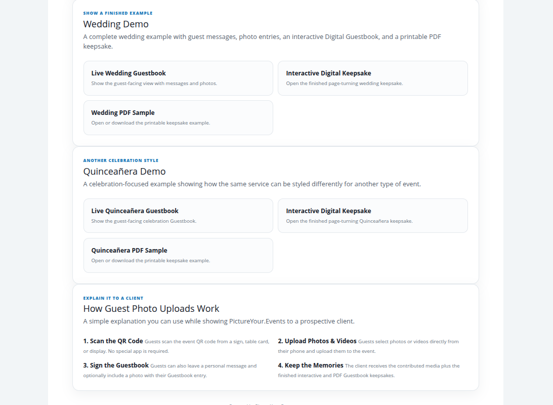 Partner Dashboard Client Demo Resources screen
